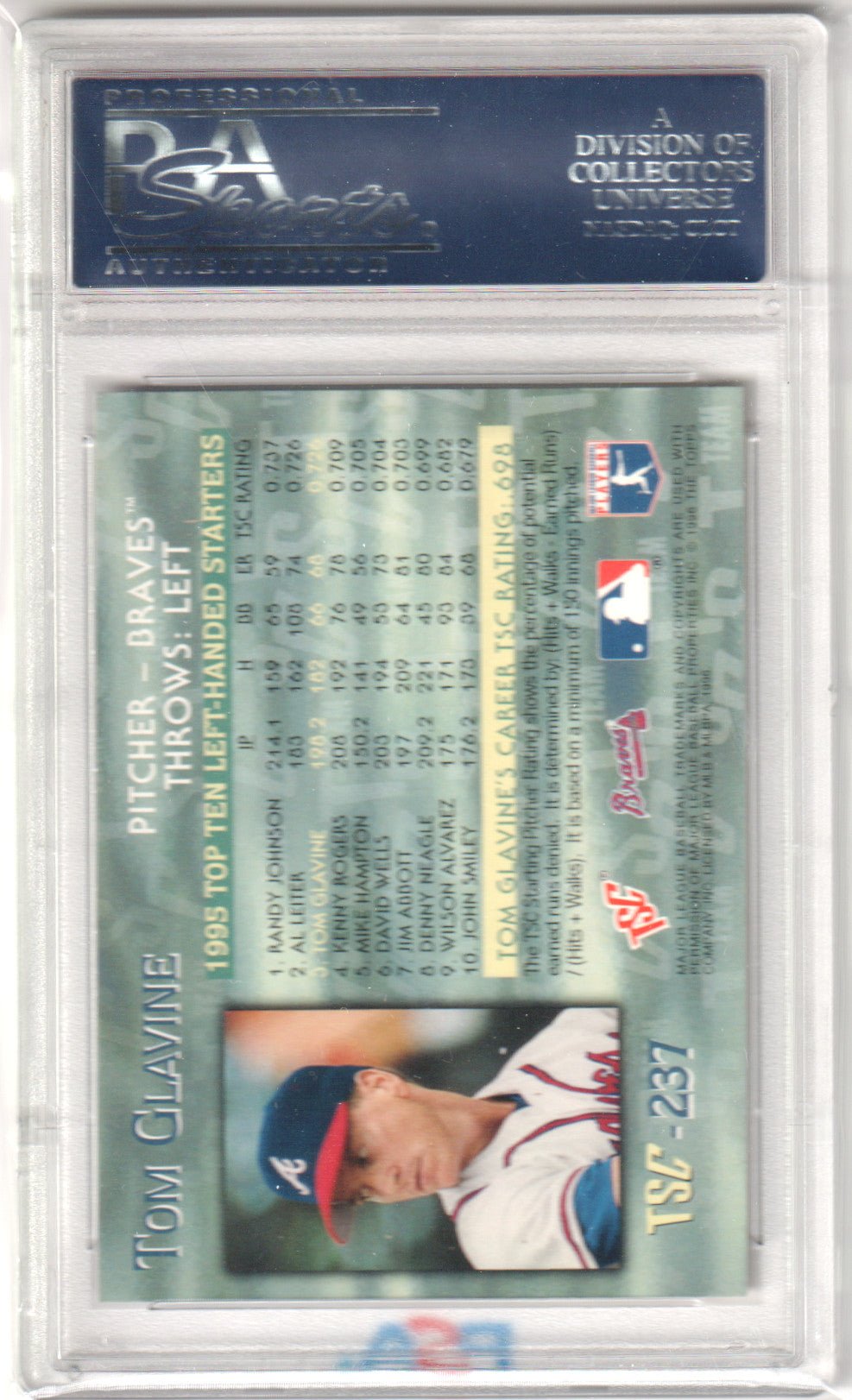 TOM GLAVINE 1996 Topps Stadium Club 237 PSA 10 GEM MINT Pop 2 - BRAVES - Columbia Hobby - Sports Card Boxes - Toploaders - Card Savers