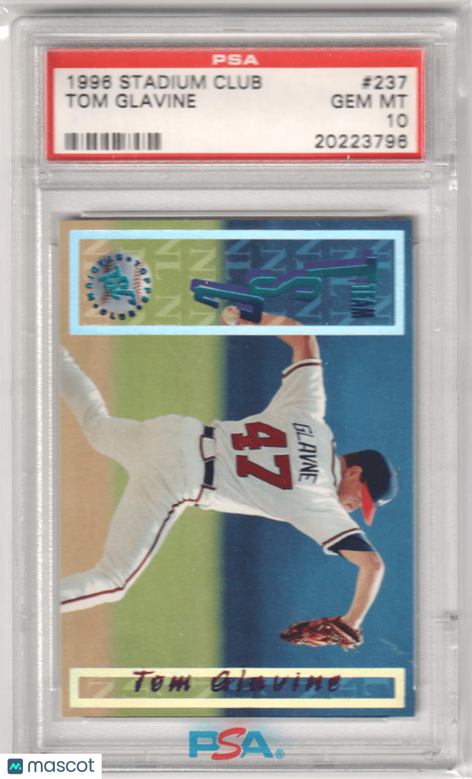 TOM GLAVINE 1996 Topps Stadium Club 237 PSA 10 GEM MINT Pop 2 - BRAVES - Columbia Hobby - Sports Card Boxes - Toploaders - Card Savers