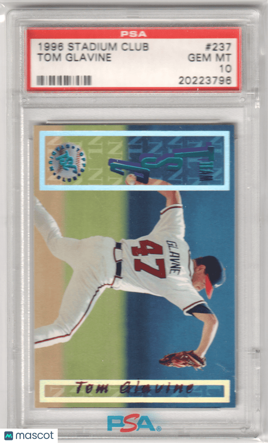 TOM GLAVINE 1996 Topps Stadium Club 237 PSA 10 GEM MINT Pop 2 - BRAVES - Columbia Hobby - Sports Card Boxes - Toploaders - Card Savers
