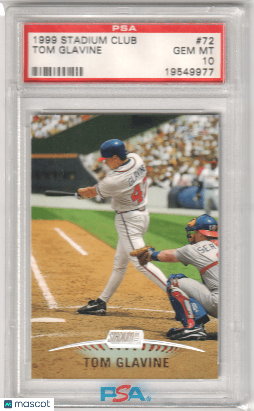 TOM GLAVINE 1999 Topps Stadium Club #72 PSA 10 GEM MINT - BRAVES Pop 11 - Columbia Hobby - Sports Card Boxes - Toploaders - Card Savers