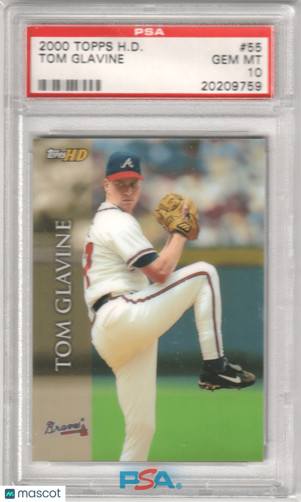 Tom Glavine 2000 Topps HD. #55 PSA 10 GEM MINT - BRAVES Pop 6 - Columbia Hobby - Sports Card Boxes - Toploaders - Card Savers