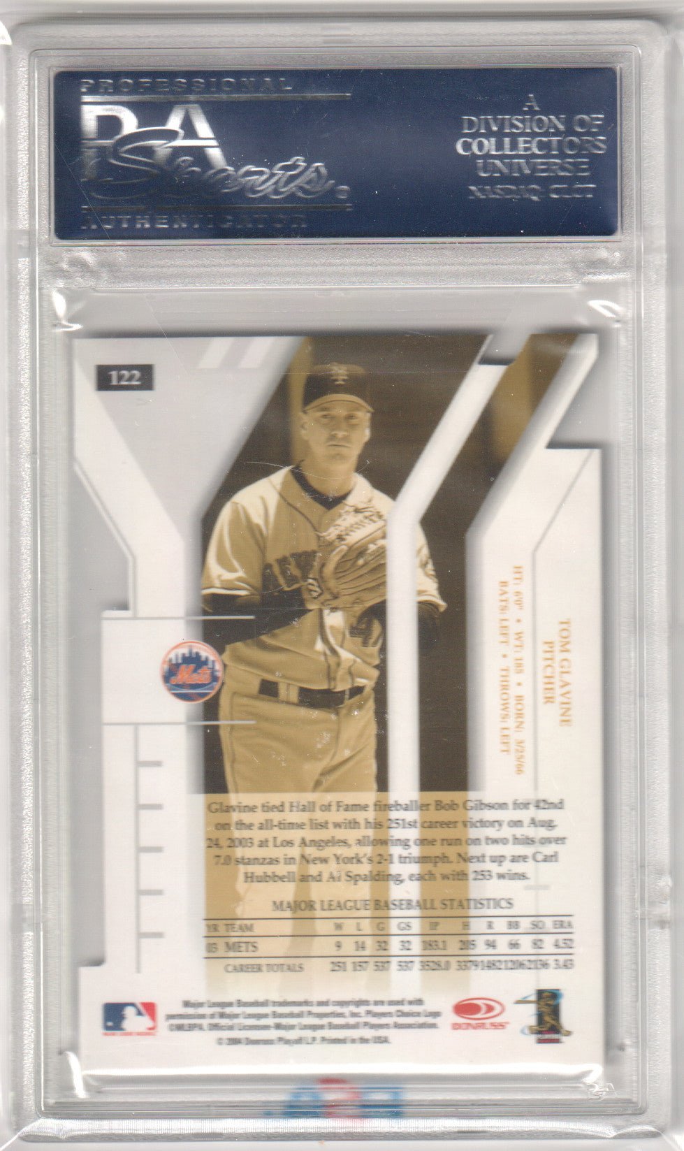 TOM GLAVINE 2004 Donruss Elite /24 Status Gold PSA 10 GEM MINT - BRAVES Pop 1 - Columbia Hobby - Sports Card Boxes - Toploaders - Card Savers