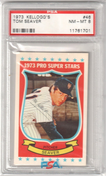 TOM SEAVER 1973 Kellogg's Pro Super Stars #46 PSA 8 NM - MT - METS - Columbia Hobby - Sports Card Boxes - Toploaders - Card Savers