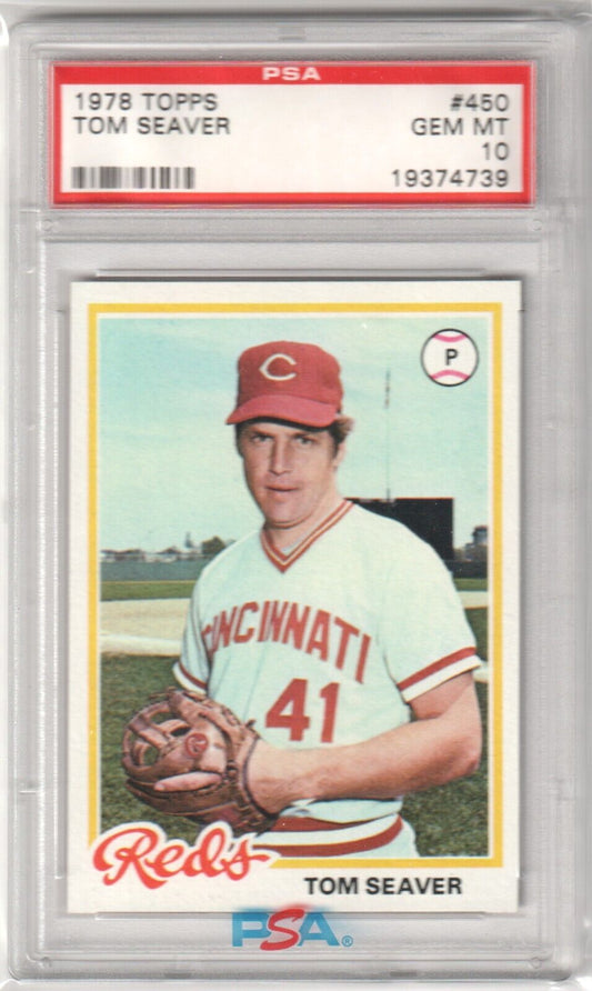 TOM SEAVER 1978 Topps #450 PSA 10 GEM MINT - REDS - Columbia Hobby - Sports Card Boxes - Toploaders - Card Savers