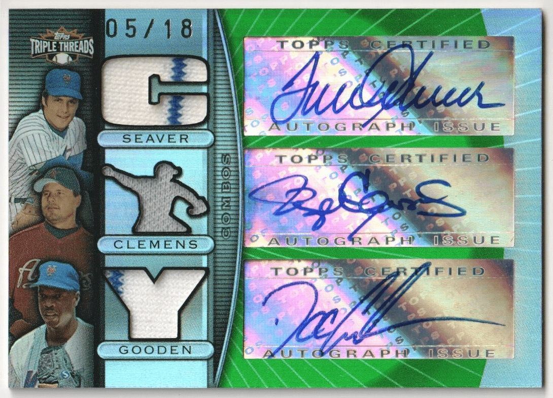 TOM SEAVER DWIGHT GOODEN ROGER CLEMENS 2007 Topps Triple Threads Autograph #/18 - Columbia Hobby - Sports Card Boxes - Toploaders - Card Savers