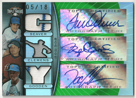 TOM SEAVER DWIGHT GOODEN ROGER CLEMENS 2007 Topps Triple Threads Autograph #/18 - Columbia Hobby - Sports Card Boxes - Toploaders - Card Savers
