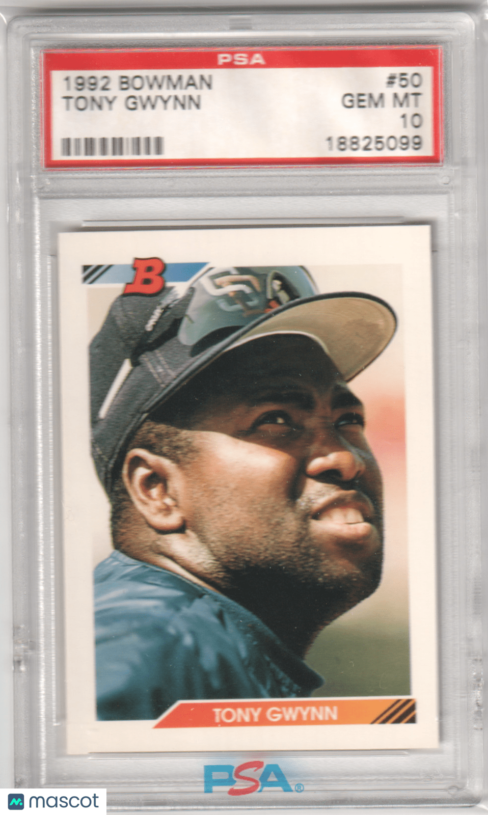 TONY GWINN 1992 Bowman 50 PSA 10 GEM MINT - PADRES - Columbia Hobby - Sports Card Boxes - Toploaders - Card Savers