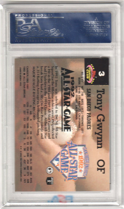 TONY GWYNN 1993 Topps Stadium Club 3 Murphy PSA 10 GEM MINT Pop 19 - Columbia Hobby - Sports Card Boxes - Toploaders - Card Savers