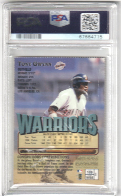 TONY GWYNN 1997 Finest Embossed Die Cut Refractor #169 PSA 9 MINT Pop 8 - Columbia Hobby - Sports Card Boxes - Toploaders - Card Savers