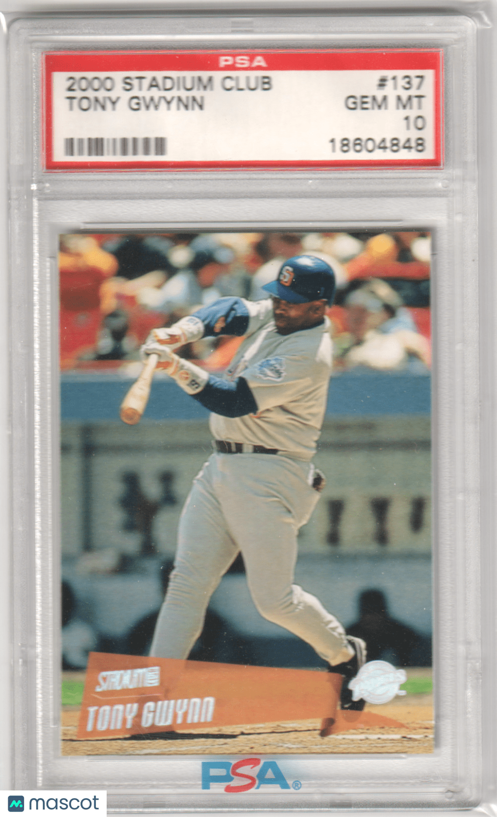 TONY GWYNN 2000 Topps Stadium Club 137 PSA 10 GEM MINT - PADRES Pop 17 - Columbia Hobby - Sports Card Boxes - Toploaders - Card Savers