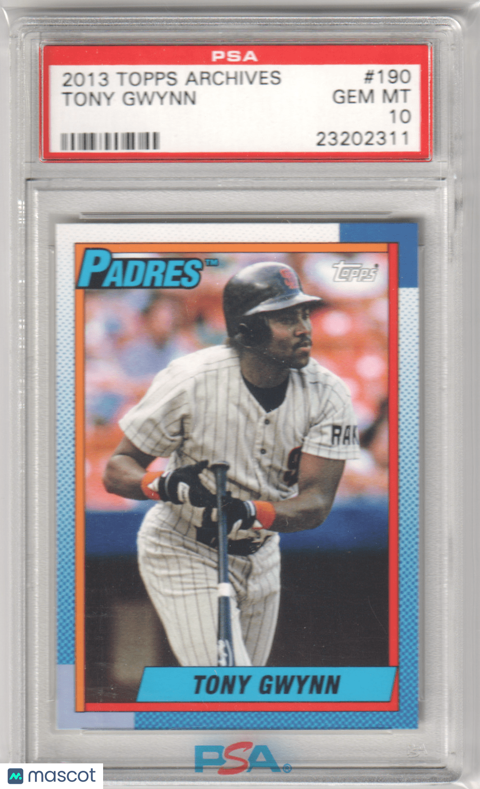 TONY GWYNN 2013 Topps Archives 190 PSA 10 GEM MINT - PADRES Pop 6 - Columbia Hobby - Sports Card Boxes - Toploaders - Card Savers