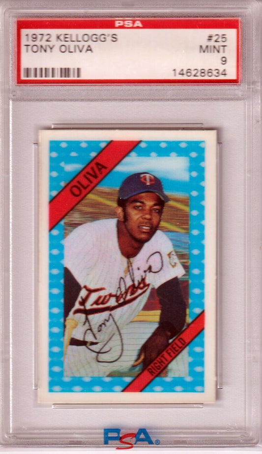 TONY OLIVA 1972 Kellogg's 3 - D Super Stars #25 PSA 9 MINT - TWINS - Columbia Hobby - Sports Card Boxes - Toploaders - Card Savers