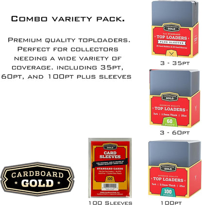 Toploader Collector Bundle - 35pt, 60pt, 100pt plus Soft Sleeves - Columbia Hobby - Sports Card Boxes - Toploaders - Card Savers