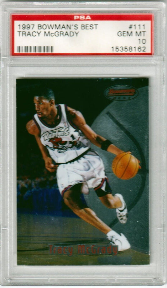 TRACY McGRADY 1997 - 98 Bowman's Best Rookie RC #111 PSA 10 GEM MINT - RAPTORS - Columbia Hobby - Sports Card Boxes - Toploaders - Card Savers