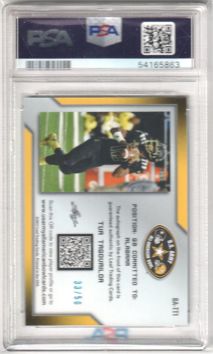 TUA TAGOVAILOA 2017 Leaf Metal Army All - American Autograph RC Blue Rookie PSA 9 - Columbia Hobby - Sports Card Boxes - Toploaders - Card Savers