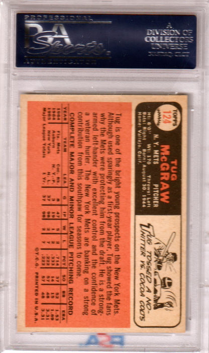 TUG McGRAW 1966 Topps #124 PSA 8 NM - MT - METS - Columbia Hobby - Sports Card Boxes - Toploaders - Card Savers