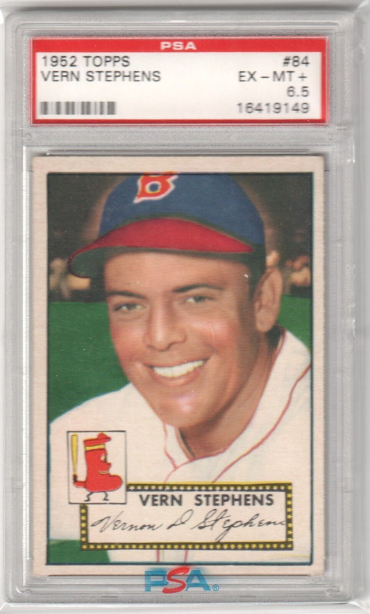 VERN STEPHENS 1952 Topps #84 PSA 6.5 EX - NM+ - RED SOX - Columbia Hobby - Sports Card Boxes - Toploaders - Card Savers