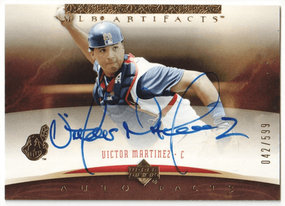 VICTOR MARTINEZ 2005 Upper Deck Artifacts Autograph Auto #/599 - INDIANS - Columbia Hobby - Sports Card Boxes - Toploaders - Card Savers