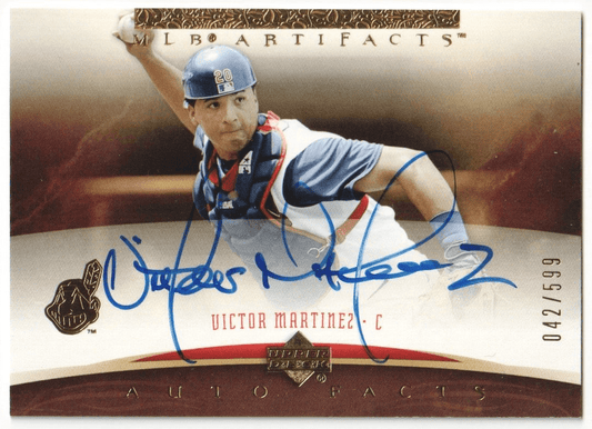 VICTOR MARTINEZ 2005 Upper Deck Artifacts Autograph Auto #/599 - INDIANS - Columbia Hobby - Sports Card Boxes - Toploaders - Card Savers