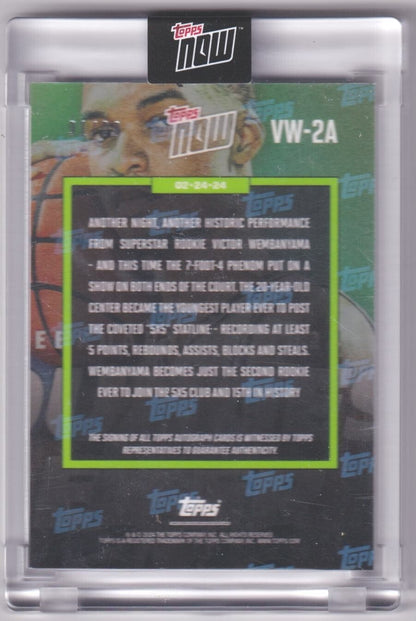 VICTOR WEMBANYAMA 2023 - 24 Topps Now RC Rookie Autograph Auto SP /99 - SPURS - Columbia Hobby - Sports Card Boxes - Toploaders - Card Savers