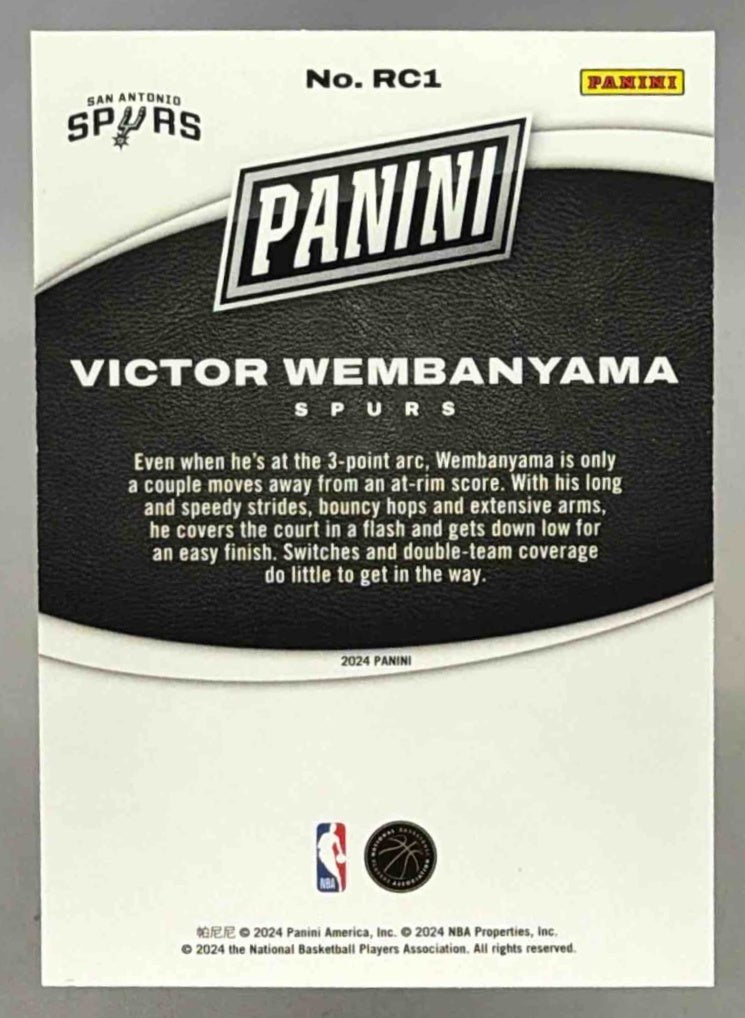 VICTOR WEMBANYAMA 2024 PANINI BLACK FRIDAY ROOKIE RC - SPURS - Columbia Hobby - Sports Card Boxes - Toploaders - Card Savers
