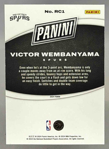VICTOR WEMBANYAMA 2024 PANINI BLACK FRIDAY ROOKIE RC - SPURS - Columbia Hobby - Sports Card Boxes - Toploaders - Card Savers