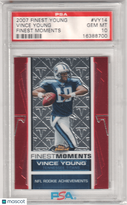 VINCE YOUNG 2007 Topps Finest VY14 PSA 10 GEM MINT - TITANS Pop 1 - Columbia Hobby - Sports Card Boxes - Toploaders - Card Savers