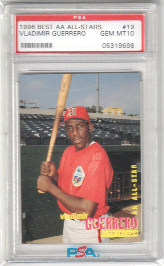VLADIMIR GUERRERO 1996 Best AA All - Stars RC #19 PSA 10 GEM MINT - EXPOS - Columbia Hobby - Sports Card Boxes - Toploaders - Card Savers