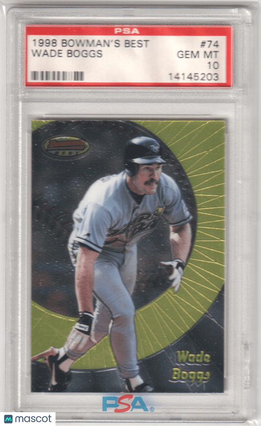 WADE BOGGS 1998 Bowman's Best 74 PSA 10 GEM MINT - RED SOX Pop 20 - Columbia Hobby - Sports Card Boxes - Toploaders - Card Savers