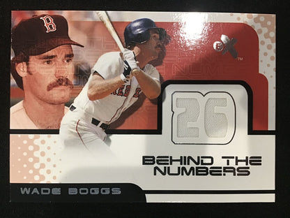 Wade Boggs 2001 Fleer E - X Behind the Numbers Game Jersey Patch Red Sox - Columbia Hobby - Sports Card Boxes - Toploaders - Card Savers
