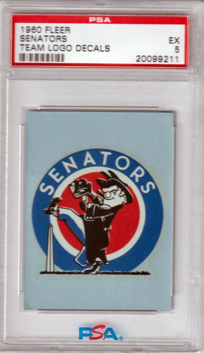 WASHINGTON SENATORS 1960 Fleer Team Logo Decals PSA 5 EX - Columbia Hobby - Sports Card Boxes - Toploaders - Card Savers