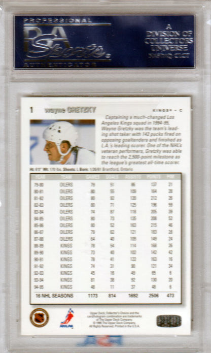 WAYNE GRETZKY 1995 - 96 Upper Deck Collector's Choice #1 PSA 10 GEM MINT - KINGS - Columbia Hobby - Sports Card Boxes - Toploaders - Card Savers