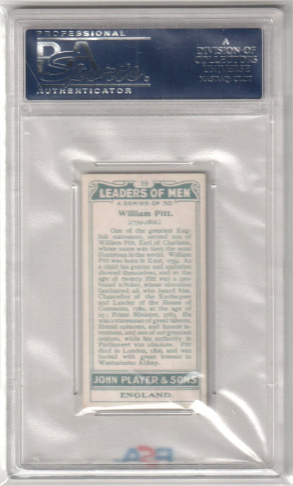 William Pitt 1925 John Player & Son Leaders Of Men #39 PSA 6 - Columbia Hobby - Sports Card Boxes - Toploaders - Card Savers