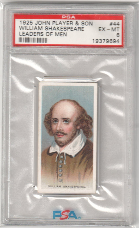 William Shakespeare 1925 John Player & Son Leaders Of Men #44 PSA 6 - Columbia Hobby - Sports Card Boxes - Toploaders - Card Savers