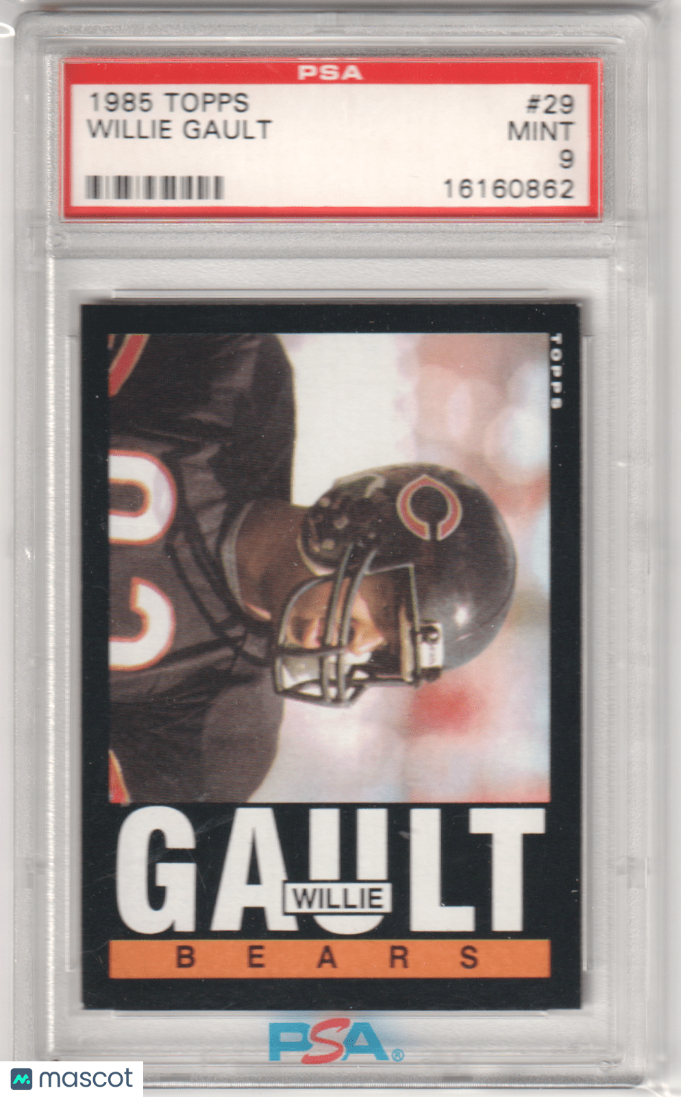 WILLIE GAULT 1985 Topps RC Rookie 29 PSA 9 MINT - BEARS - Columbia Hobby - Sports Card Boxes - Toploaders - Card Savers