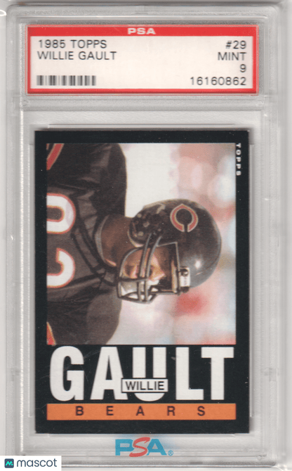 WILLIE GAULT 1985 Topps RC Rookie 29 PSA 9 MINT - BEARS - Columbia Hobby - Sports Card Boxes - Toploaders - Card Savers