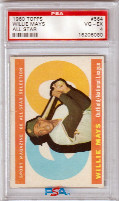 WILLIE MAYS 1960 Topps 564 All Star PSA 4 VG - EX - San Francisco Giants - Columbia Hobby - Sports Card Boxes - Toploaders - Card Savers