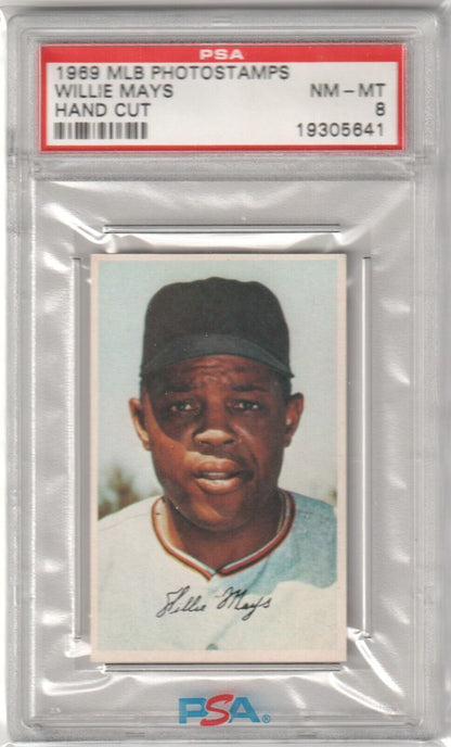 WILLIE MAYS 1969 MLB Photostamps Graded PSA 8 NM - MT - GIANTS - Columbia Hobby - Sports Card Boxes - Toploaders - Card Savers