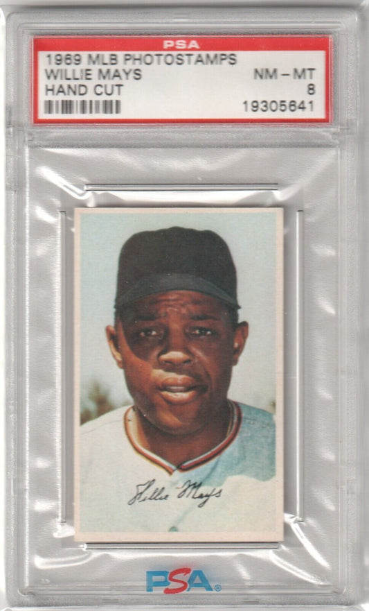 WILLIE MAYS 1969 MLB Photostamps Graded PSA 8 NM - MT - GIANTS - Columbia Hobby - Sports Card Boxes - Toploaders - Card Savers