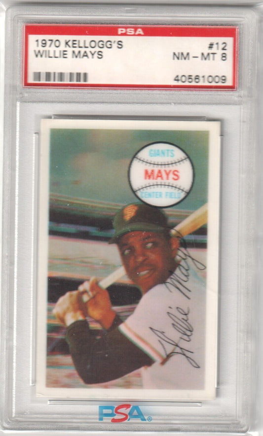 WILLIE MAYS 1970 Kellogg's #12 Graded PSA 8 NM - MT - GIANTS - Columbia Hobby - Sports Card Boxes - Toploaders - Card Savers