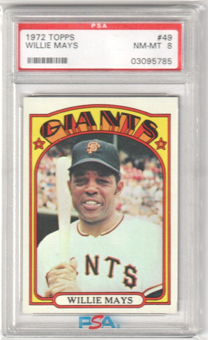 WILLIE MAYS 1972 Topps #49 Graded PSA 8 NM - MT - GIANTS - Columbia Hobby - Sports Card Boxes - Toploaders - Card Savers