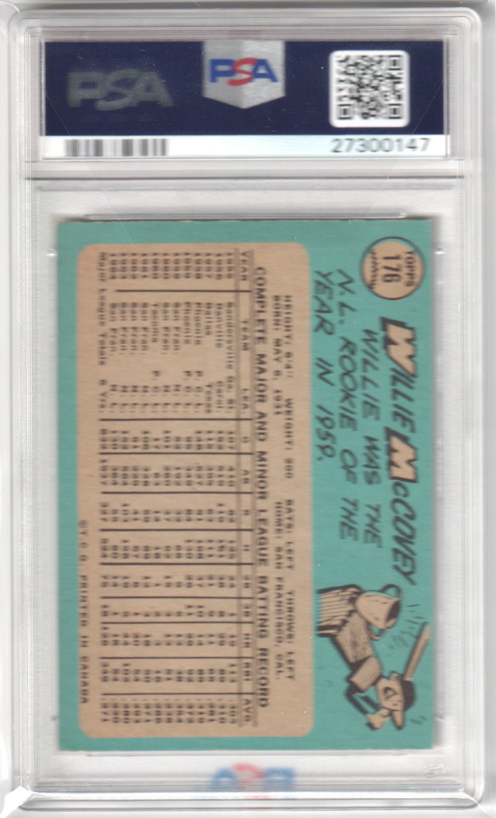 WILLIE McCOVEY 1965 O - Pee - Chee #176 PSA 6 EX - MT - GIANTS - Columbia Hobby - Sports Card Boxes - Toploaders - Card Savers