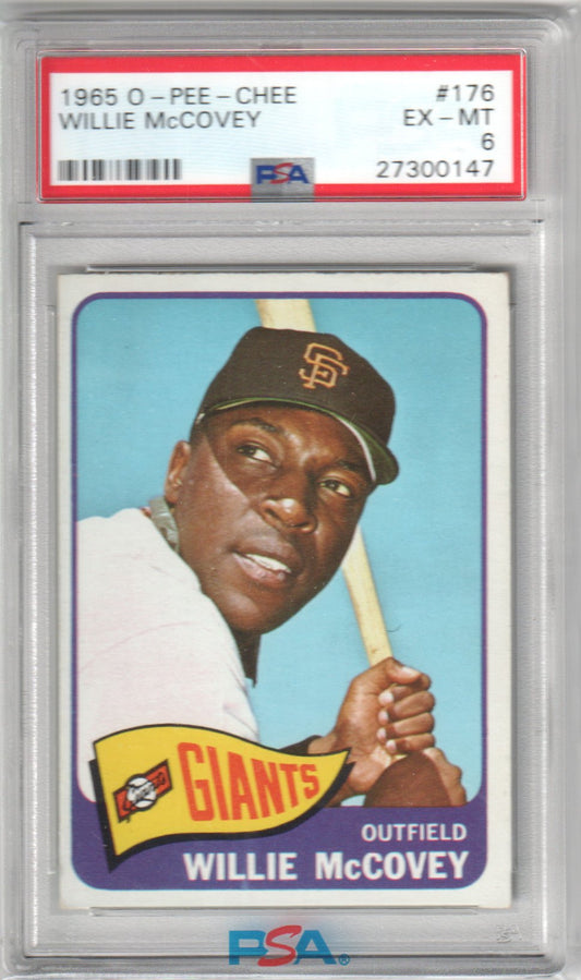 WILLIE McCOVEY 1965 O - Pee - Chee #176 PSA 6 EX - MT - GIANTS - Columbia Hobby - Sports Card Boxes - Toploaders - Card Savers