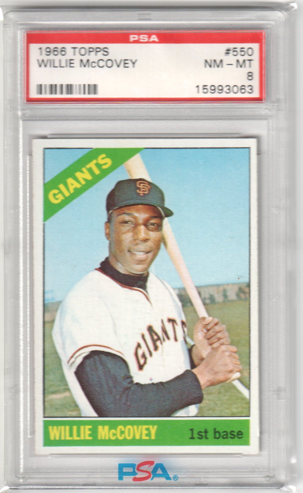 WILLIE McCOVEY 1966 Topps #550 PSA 8 NM - MT - GIANTS - Columbia Hobby - Sports Card Boxes - Toploaders - Card Savers