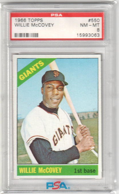 WILLIE McCOVEY 1966 Topps #550 PSA 8 NM - MT - GIANTS - Columbia Hobby - Sports Card Boxes - Toploaders - Card Savers