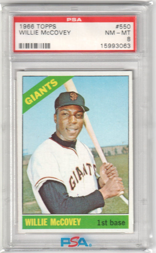 WILLIE McCOVEY 1966 Topps #550 PSA 8 NM - MT - GIANTS - Columbia Hobby - Sports Card Boxes - Toploaders - Card Savers