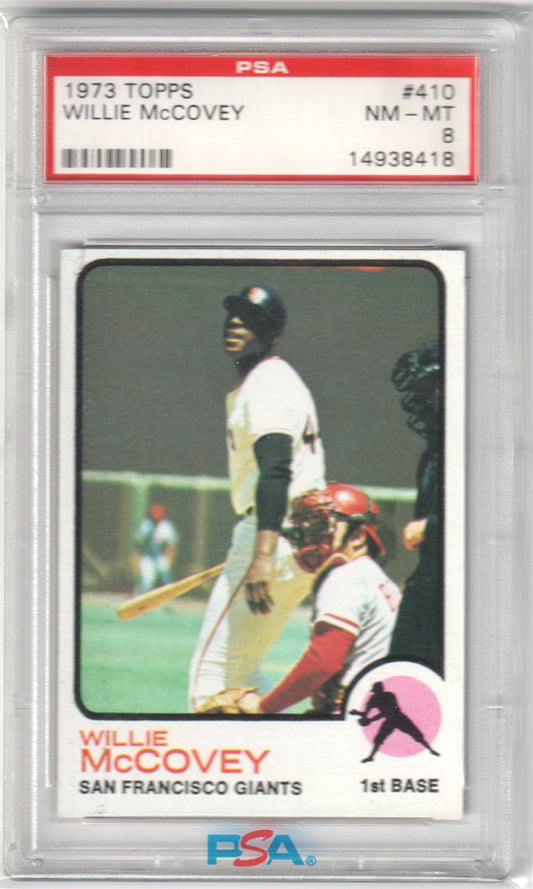 WILLIE McCOVEY 1973 Topps #410 PSA 8 NM - MT - GIANTS - Columbia Hobby - Sports Card Boxes - Toploaders - Card Savers