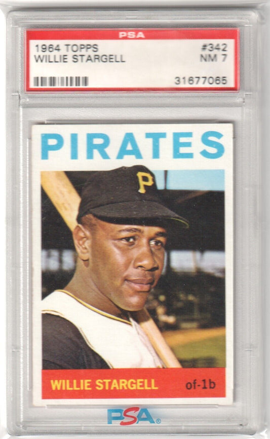 WILLIE STARGELL 1964 Topps #342 PSA 7 NM - PIRATES - Columbia Hobby - Sports Card Boxes - Toploaders - Card Savers