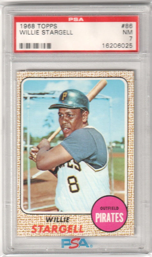 WILLIE STARGELL 1968 Topps #86 PSA 7 NM - PIRATES - Columbia Hobby - Sports Card Boxes - Toploaders - Card Savers