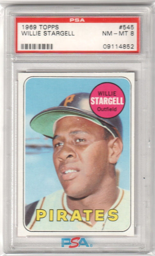 WILLIE STARGELL 1969 Topps #545 PSA 8 NM - MT - PIRATES - Columbia Hobby - Sports Card Boxes - Toploaders - Card Savers